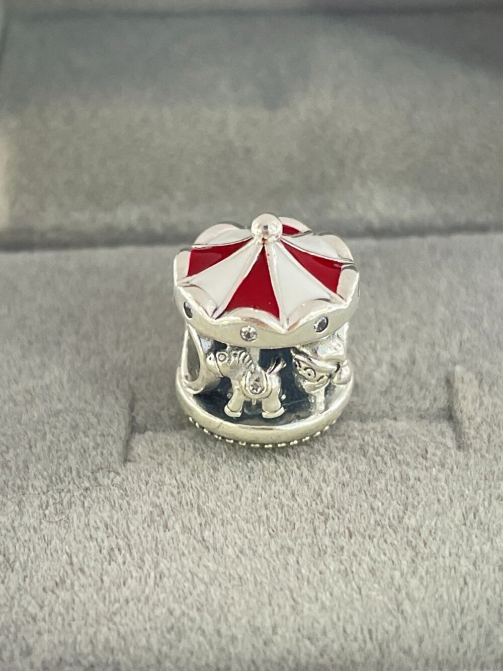 Pandora Sterling Silver Merry Go Round Carousel Love Peace Believe Holiday Charm